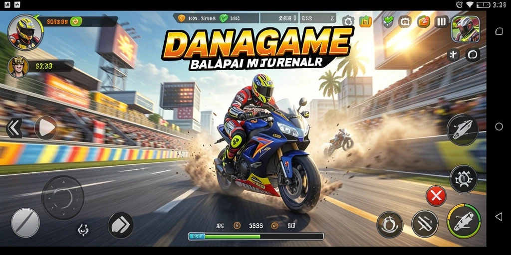 Tampilan gameplay seru dan mendebarkan dari permainan balap motor.