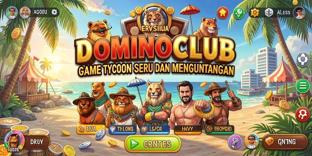 Screenshot gameplay <strong>DOMINOCLUB</strong> menunjukkan manajemen bisnis yang seru dan interaktif.