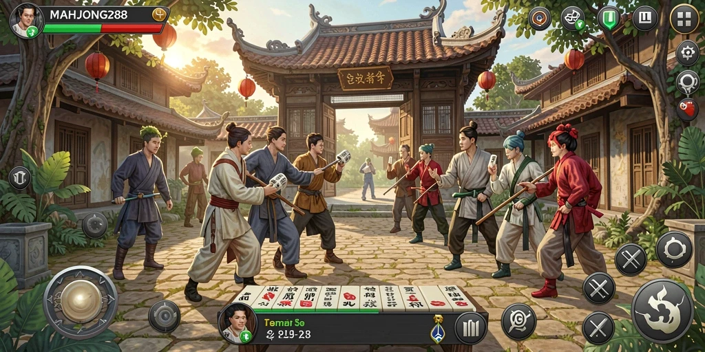Screenshot gameplay seru dari MAHJONG288 dalam dunia terbuka.
