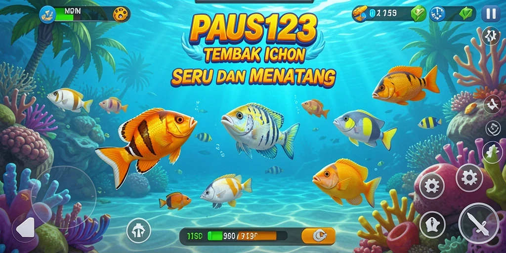 Screenshot gameplay PAUS123 menampilkan aksi menembak ikan yang seru.