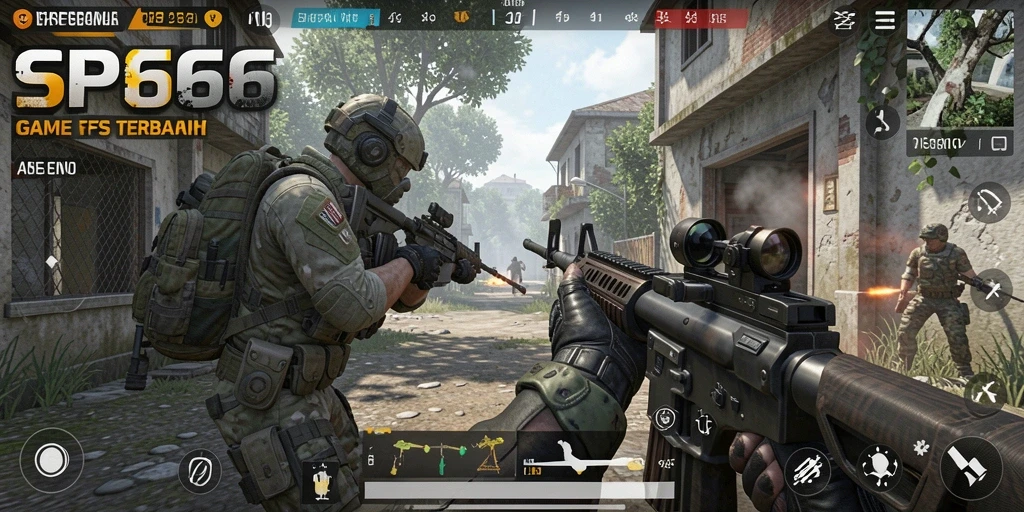 Screenshot gameplay SP666 yang menampilkan aksi tembak-menembak mendebarkan.