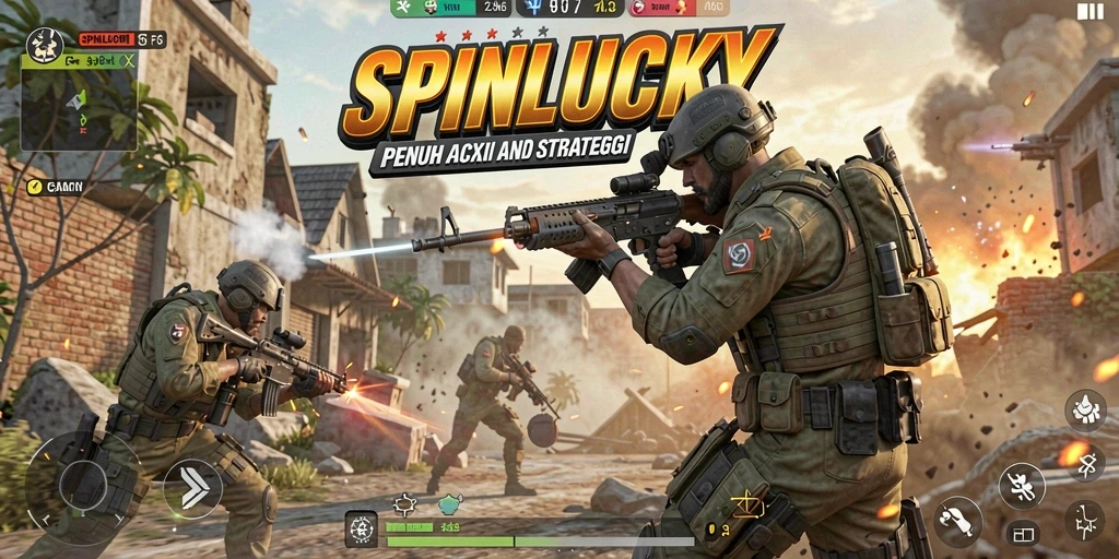 Screenshot menunjukkan aksi intens dari gameplay SPINLUCKY dengan grafis menakjubkan.